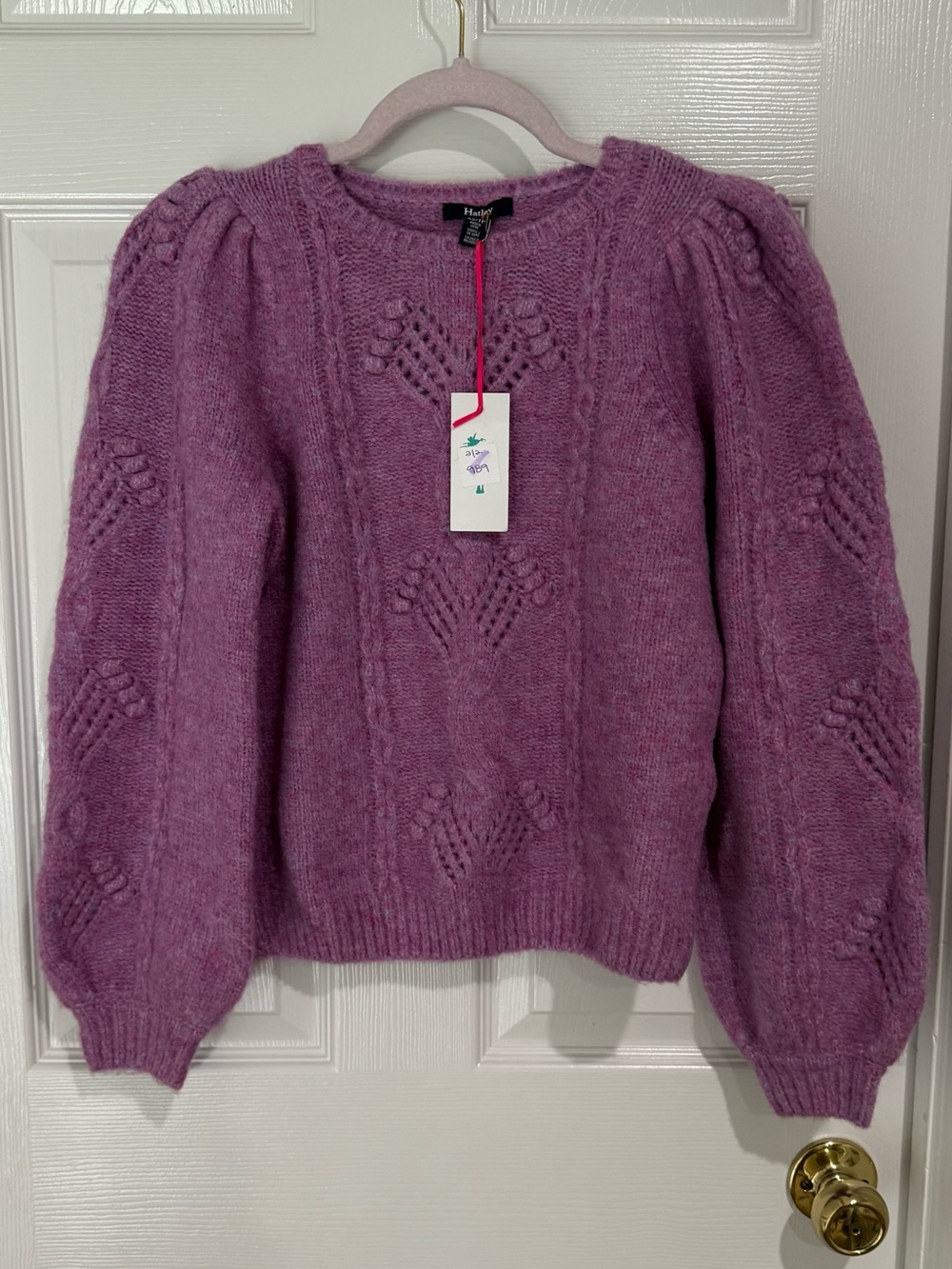 Hatley Purple Puff-Sleeve Knit Sweater